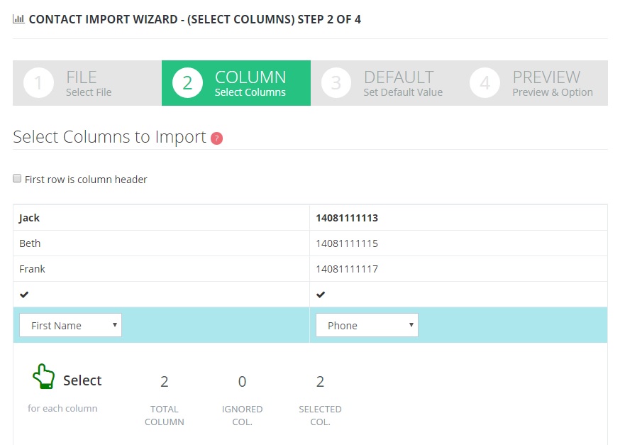 Columns to Import